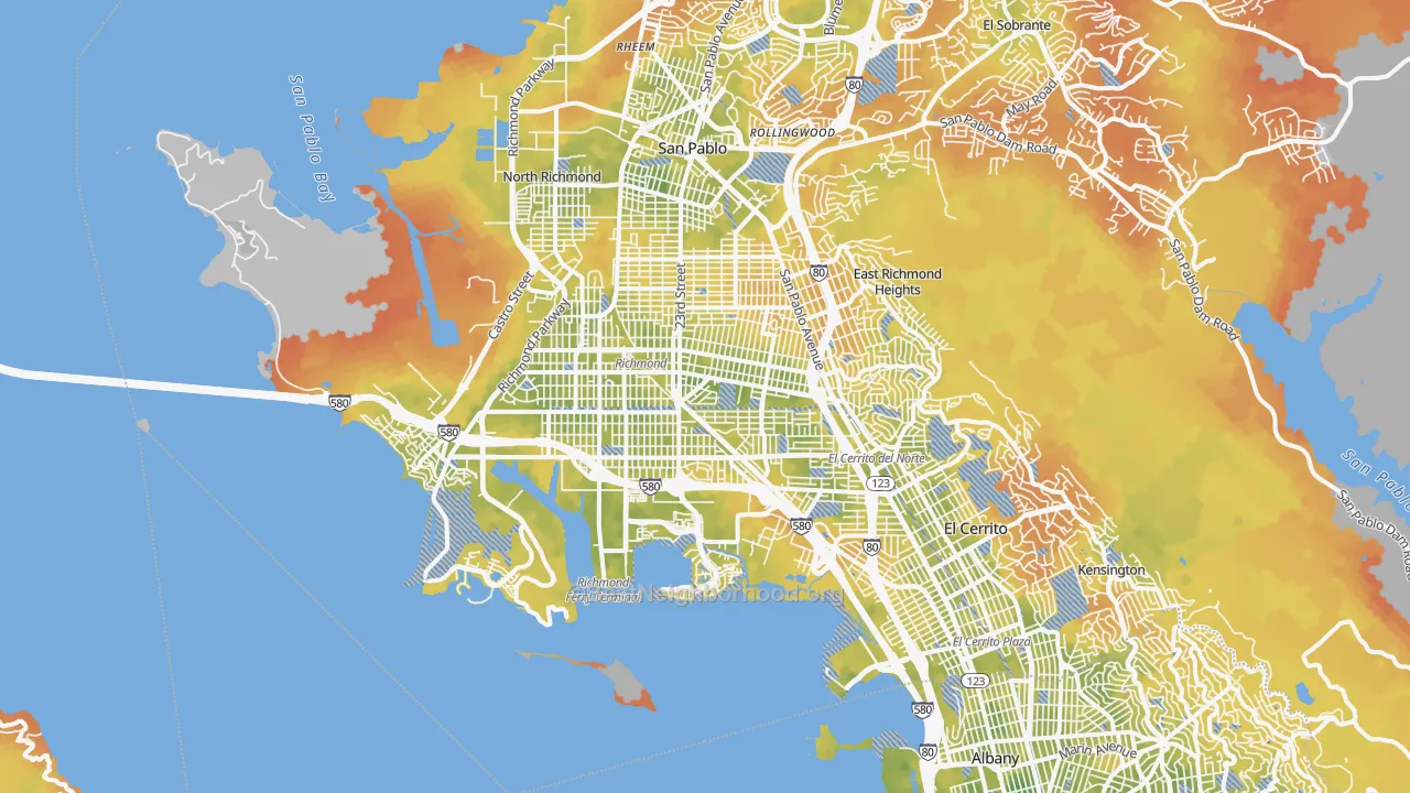 Bike Grade map of Richmond, CA