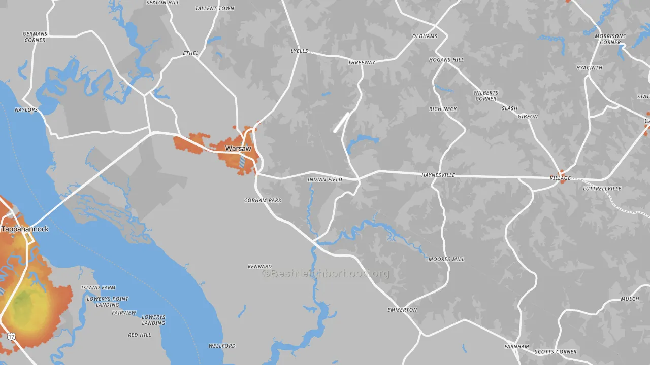 Bike Grade map of Richmond County, VA