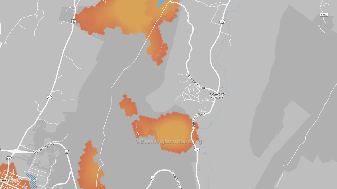 Bike Grade map of Richmond Furnace, PA