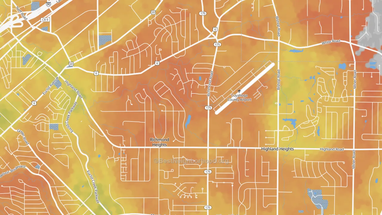 Bike Grade map of Richmond Heights, OH