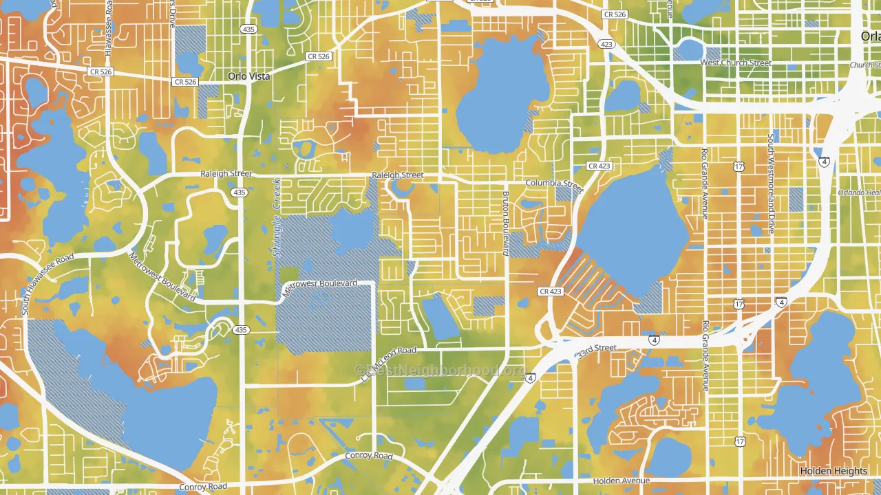 Bike Grade map of Richmond Heights-Orlando, Orlando, FL