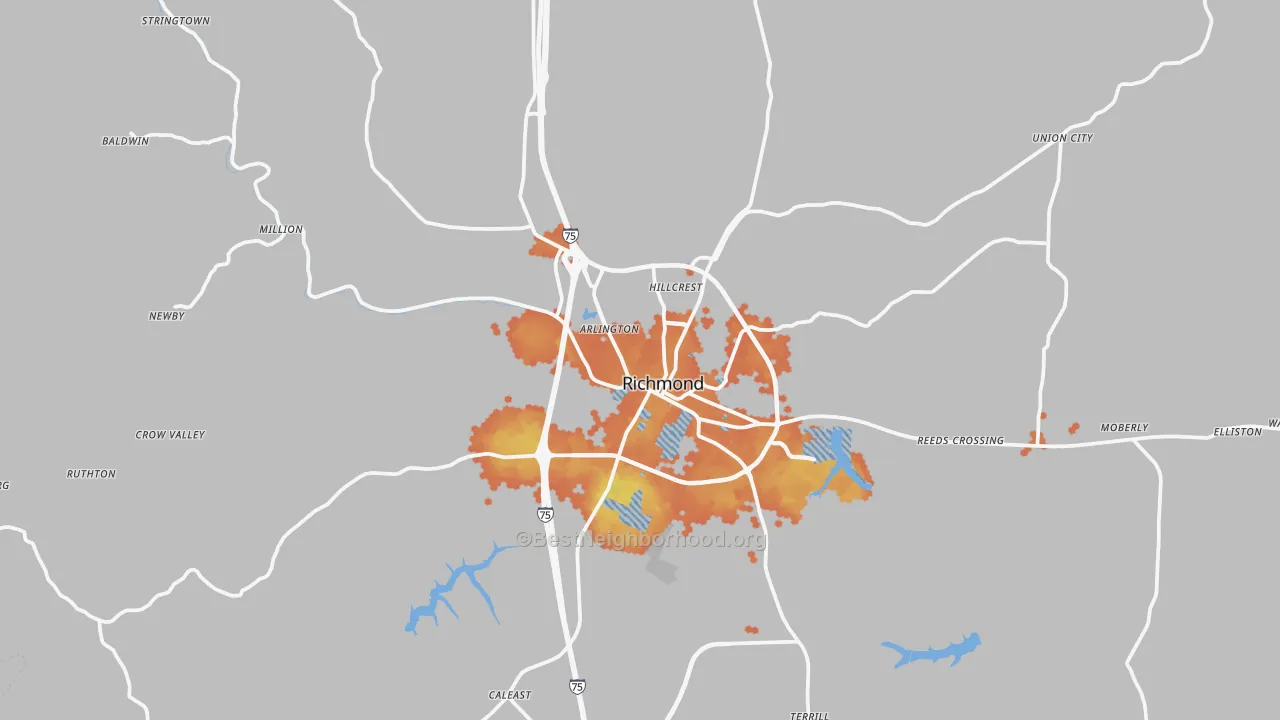 Bike Grade map of Richmond, KY