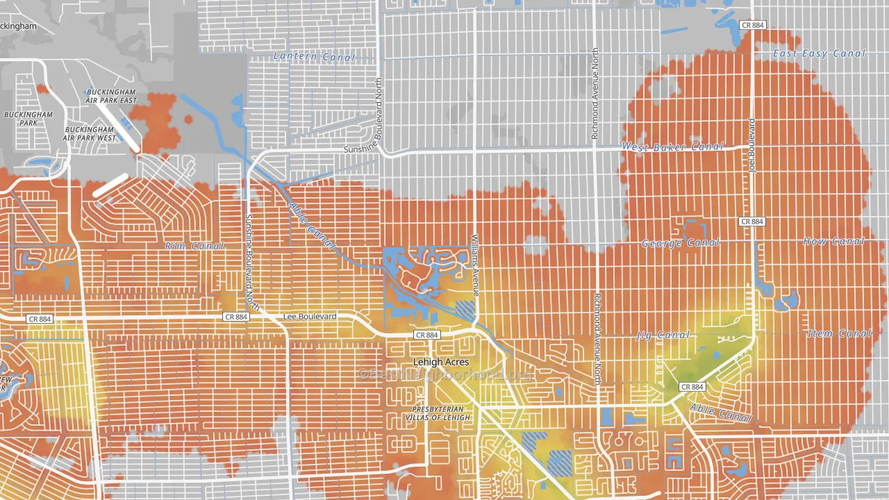 Bike Grade map of Richmond, Lehigh Acres, FL