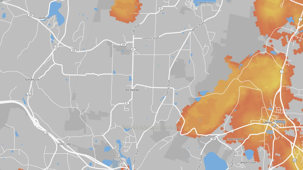 Bike Grade map of Richmond, MA