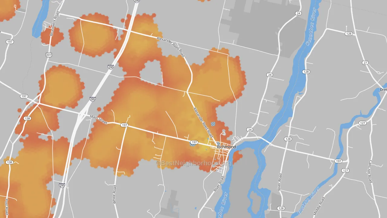 Bike Grade map of Richmond, ME