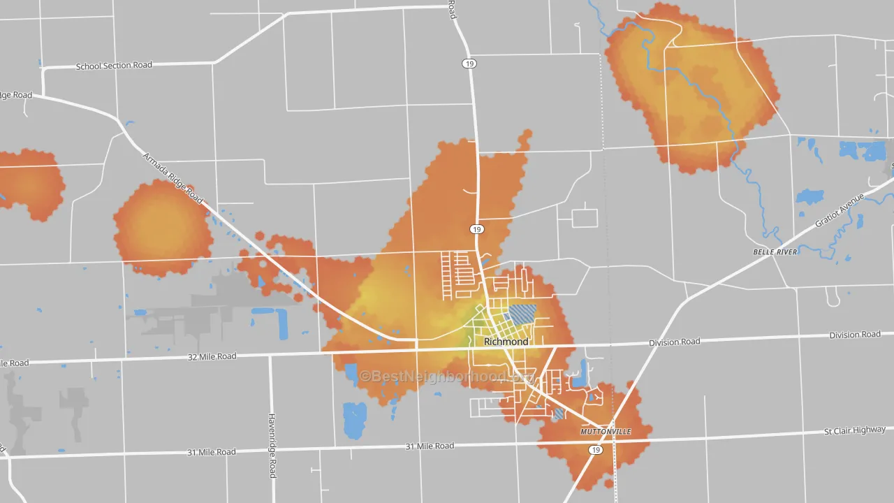 Bike Grade map of Richmond, MI