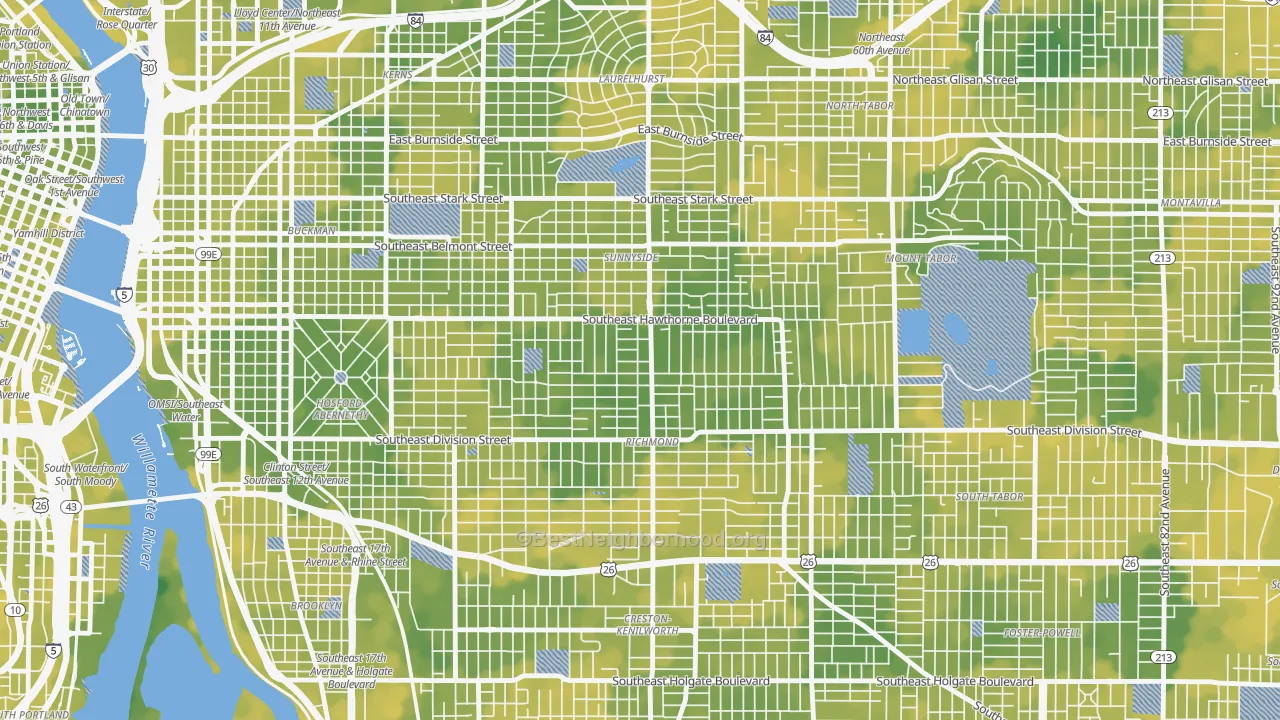 Bike Grade map of Richmond, Portland, OR