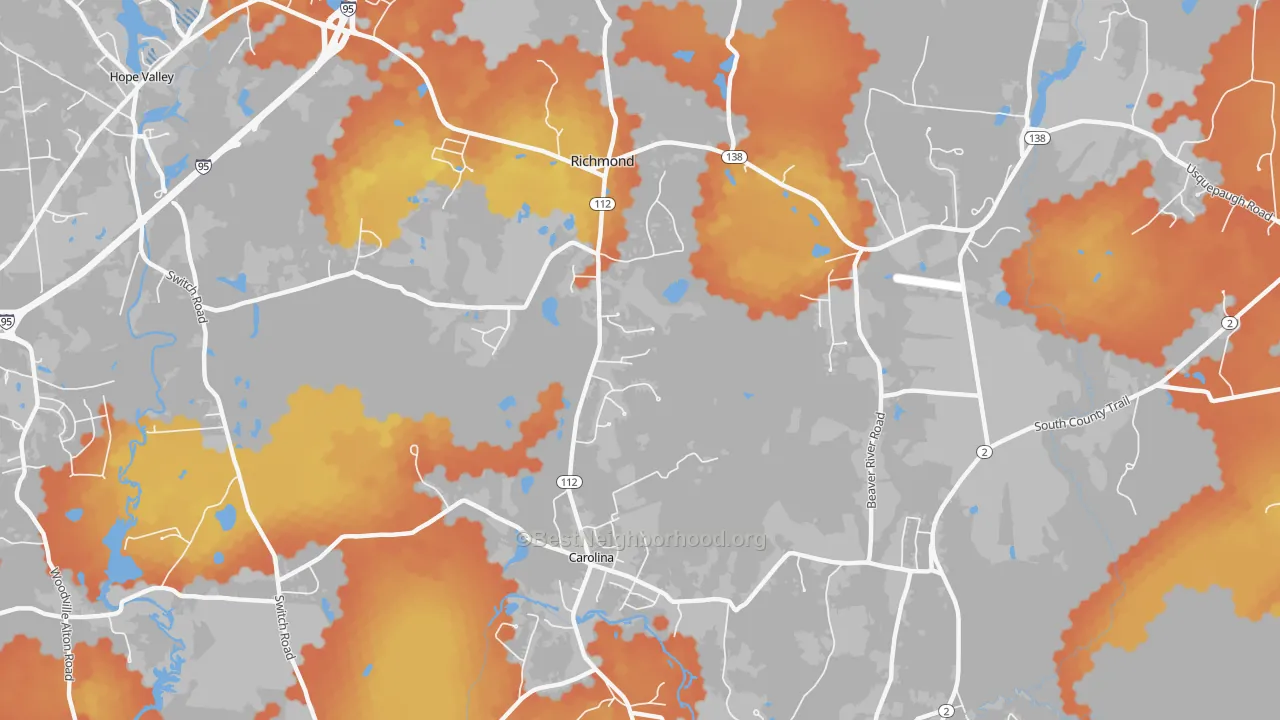 Bike Grade map of Richmond, RI