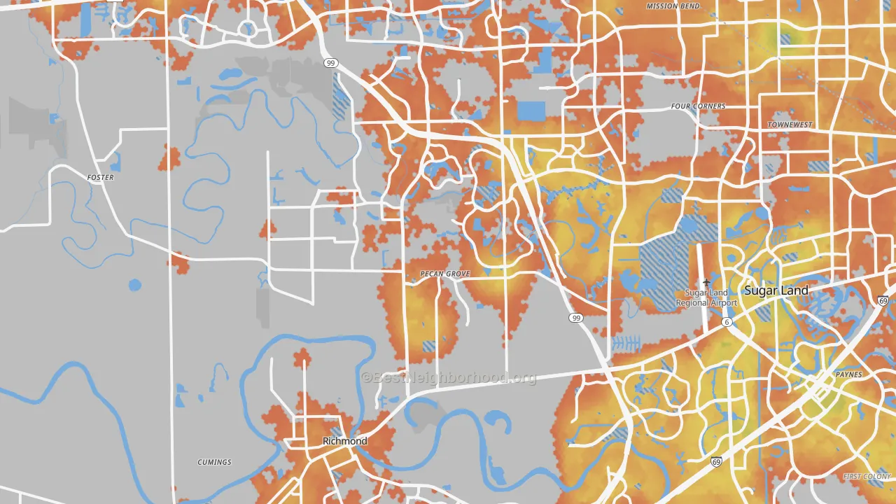 Bike Grade map of Richmond, TX