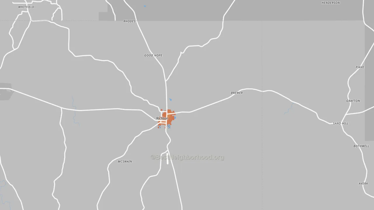 Bike Grade map of Richton, MS