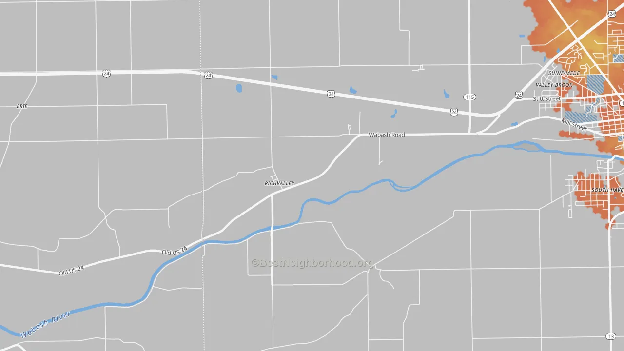 Bike Grade map of Richvalley, IN
