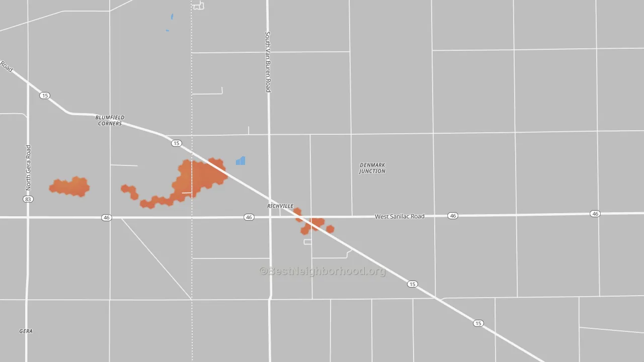 Bike Grade map of Richville, MI