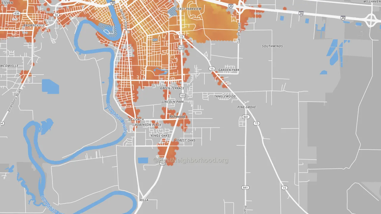 Bike Grade map of Richwood, LA