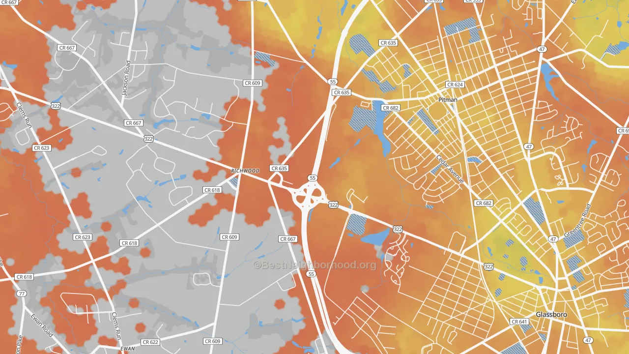 Bike Grade map of Richwood, NJ