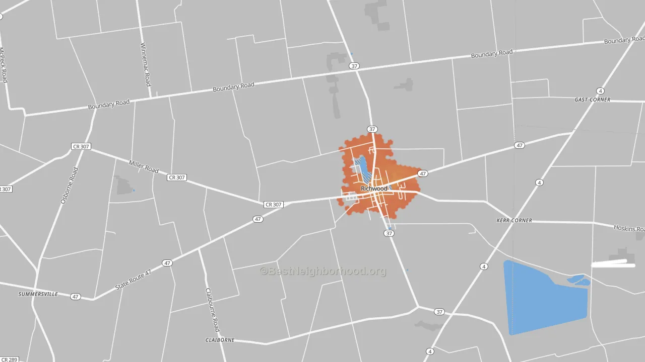 Bike Grade map of Richwood, OH