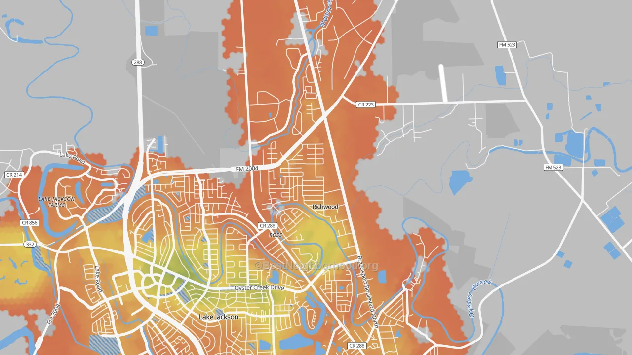 Bike Grade map of Richwood, TX