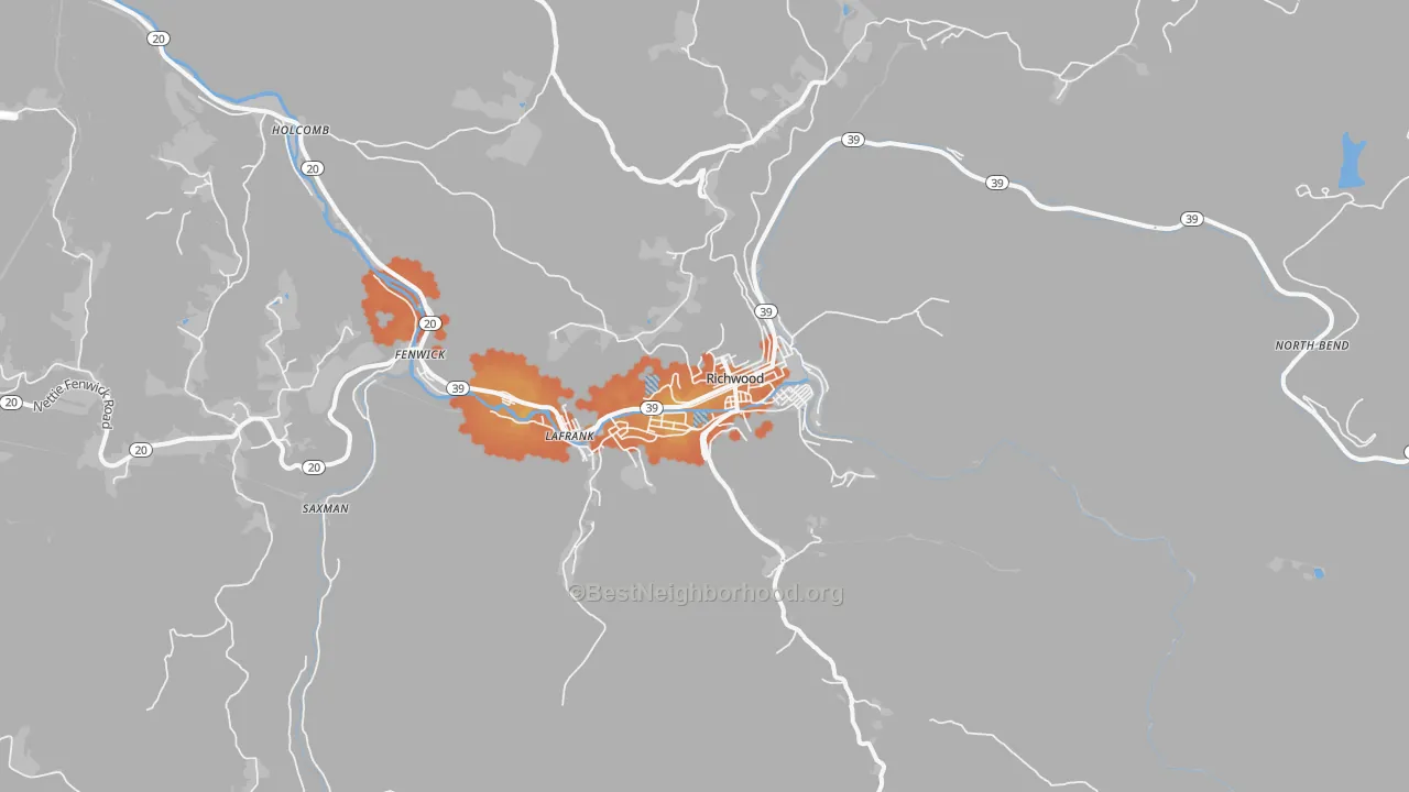 Bike Grade map of Richwood, WV