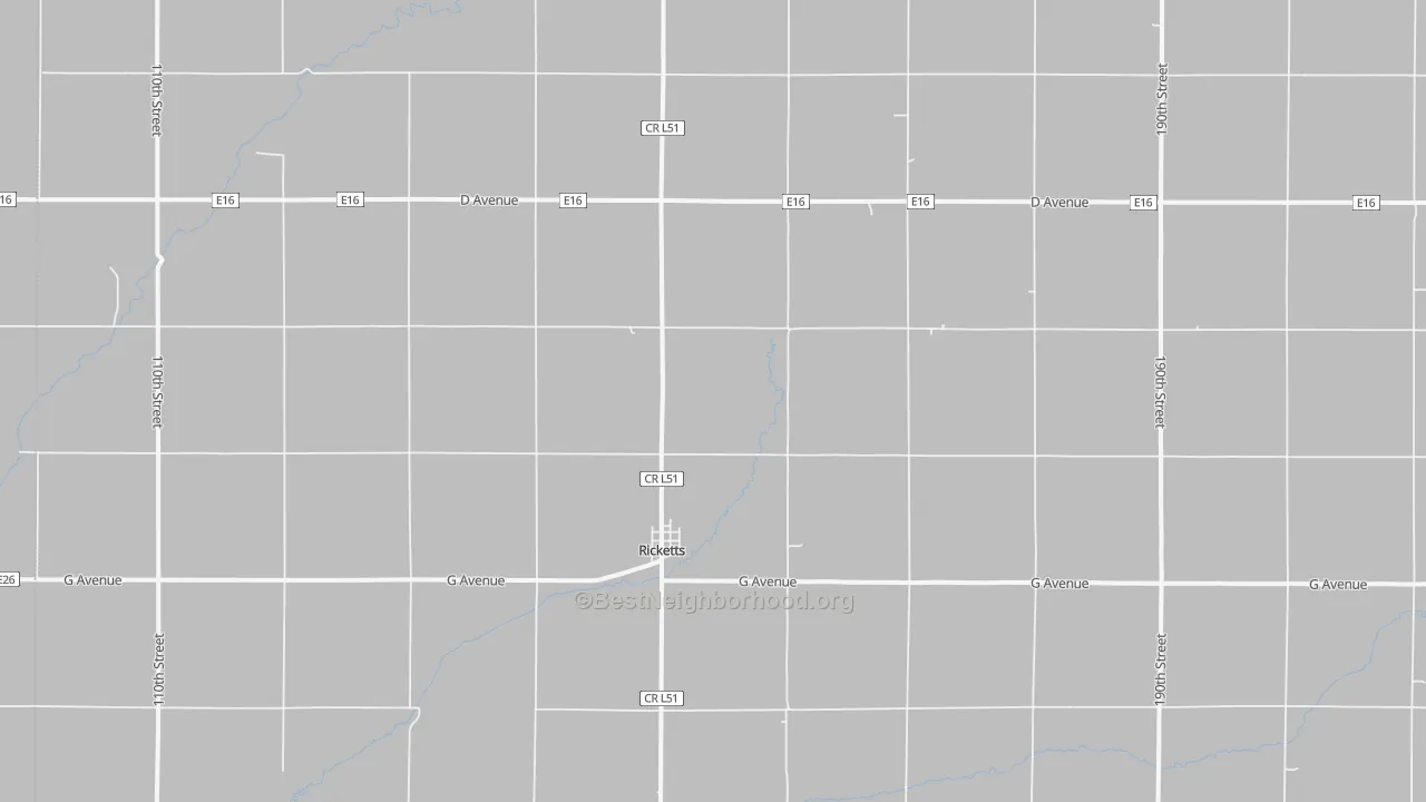Bike Grade map of Ricketts, IA