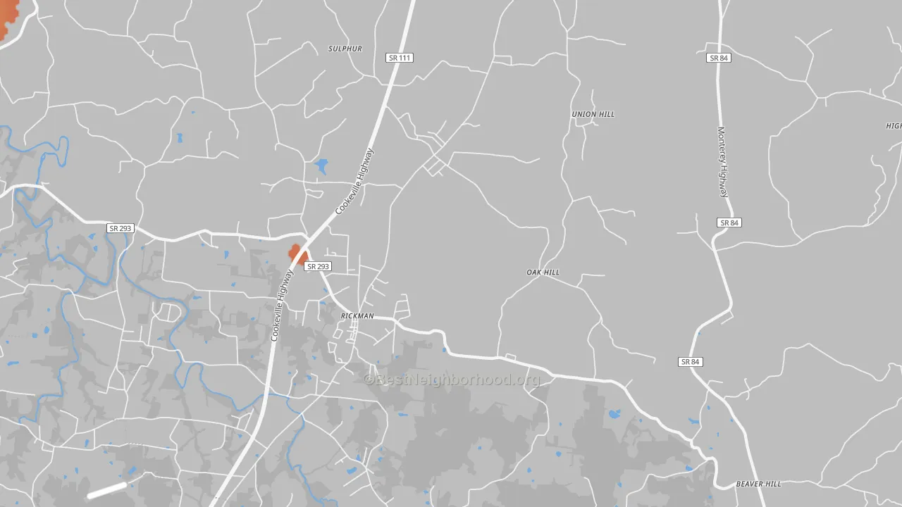 Bike Grade map of Rickman, TN