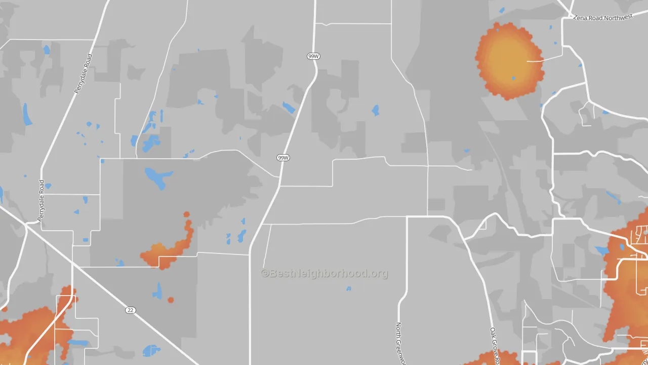 Bike Grade map of Rickreall, OR