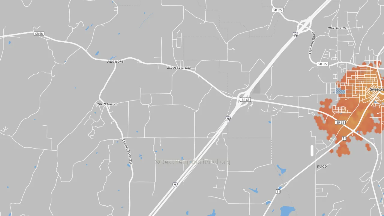 Bike Grade map of Riddles Store, TN