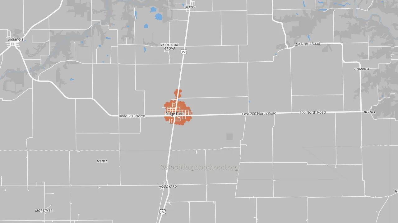 Bike Grade map of Ridge Farm, IL