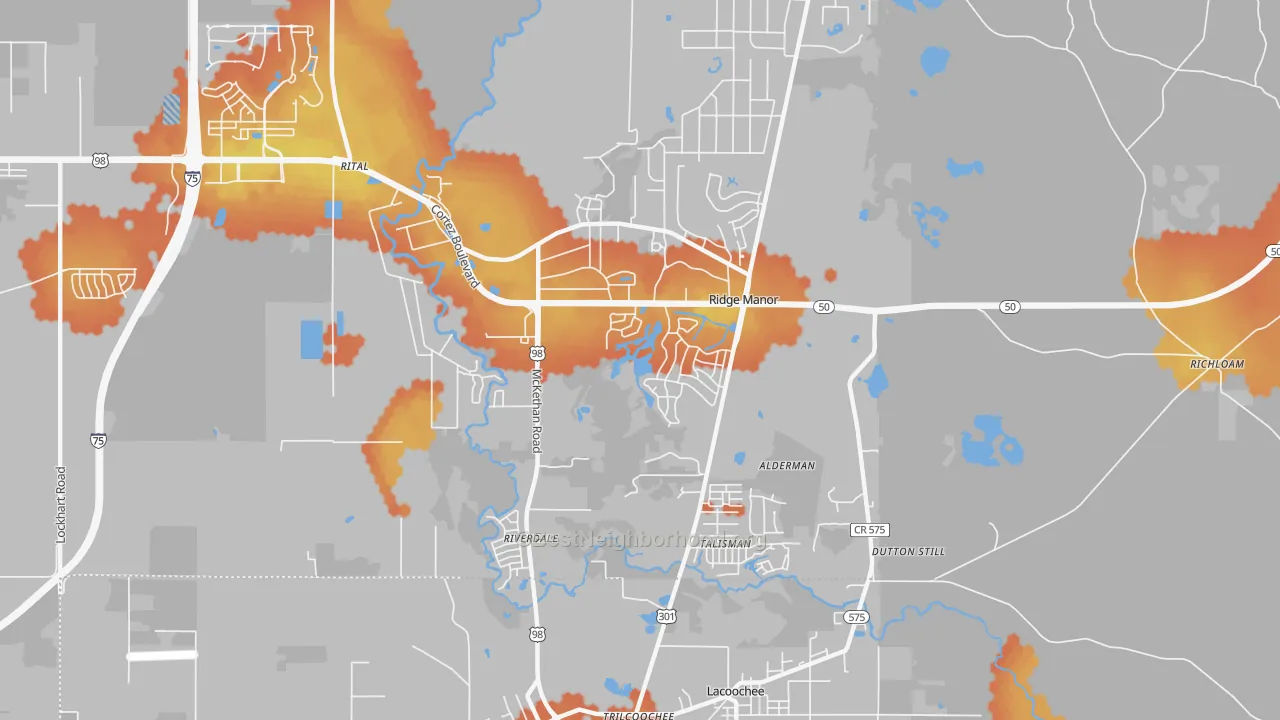 Bike Grade map of Ridge Manor, FL