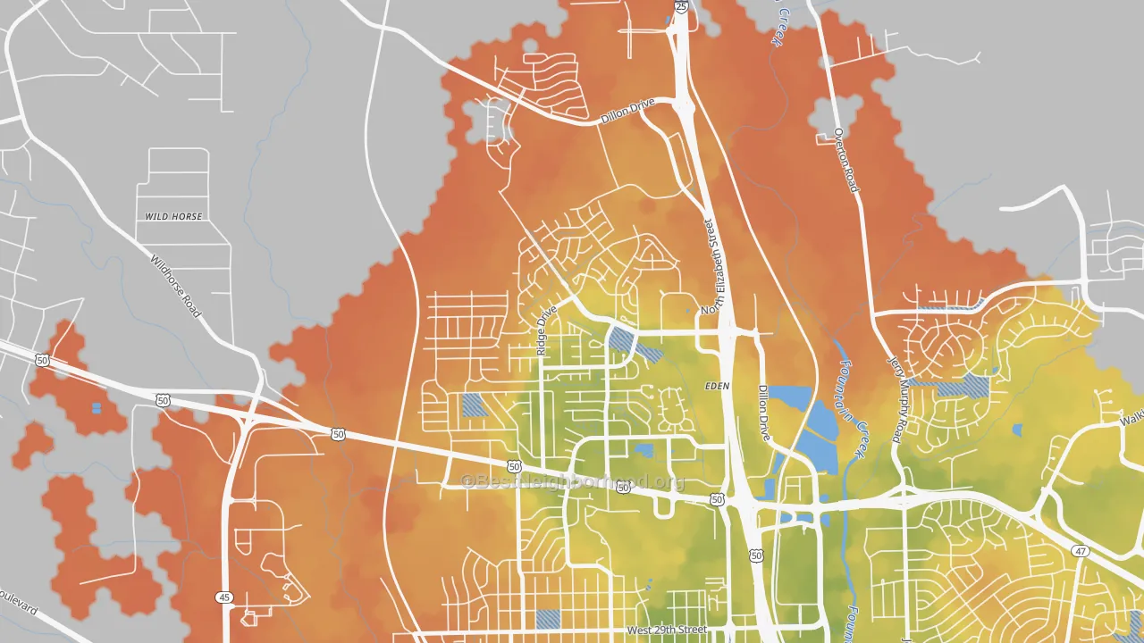 Bike Grade map of Ridge, Pueblo, CO