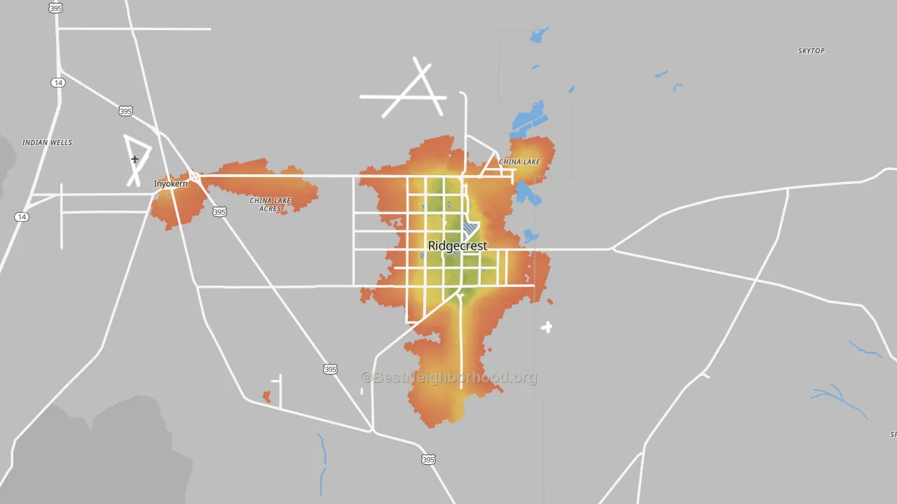 Bike Grade map of Ridgecrest, CA