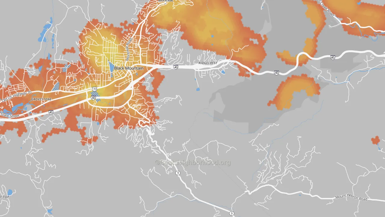 Bike Grade map of Ridgecrest, NC