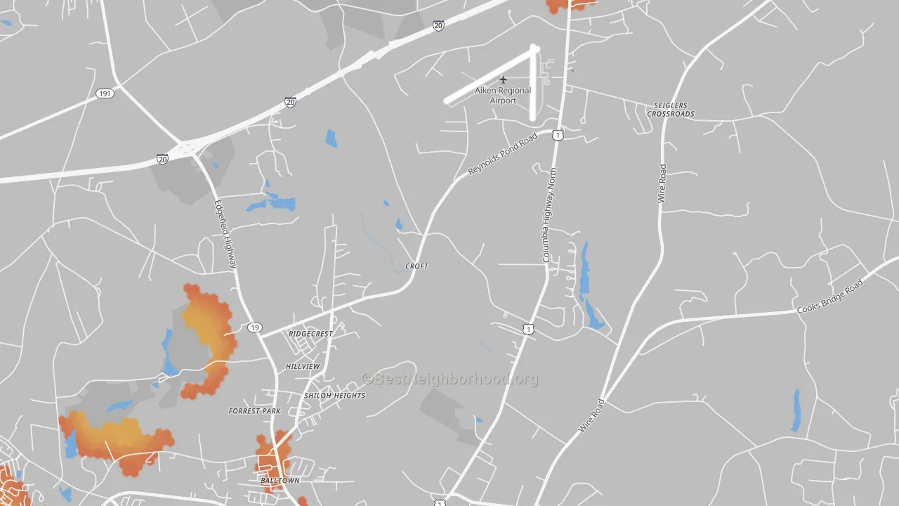 Bike Grade map of Ridgecrest, SC