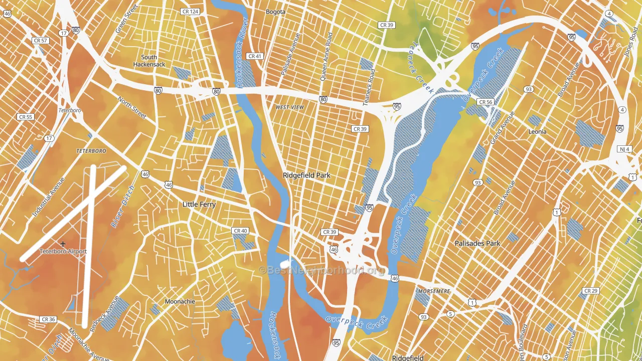 Bike Grade map of Ridgefield Park, NJ