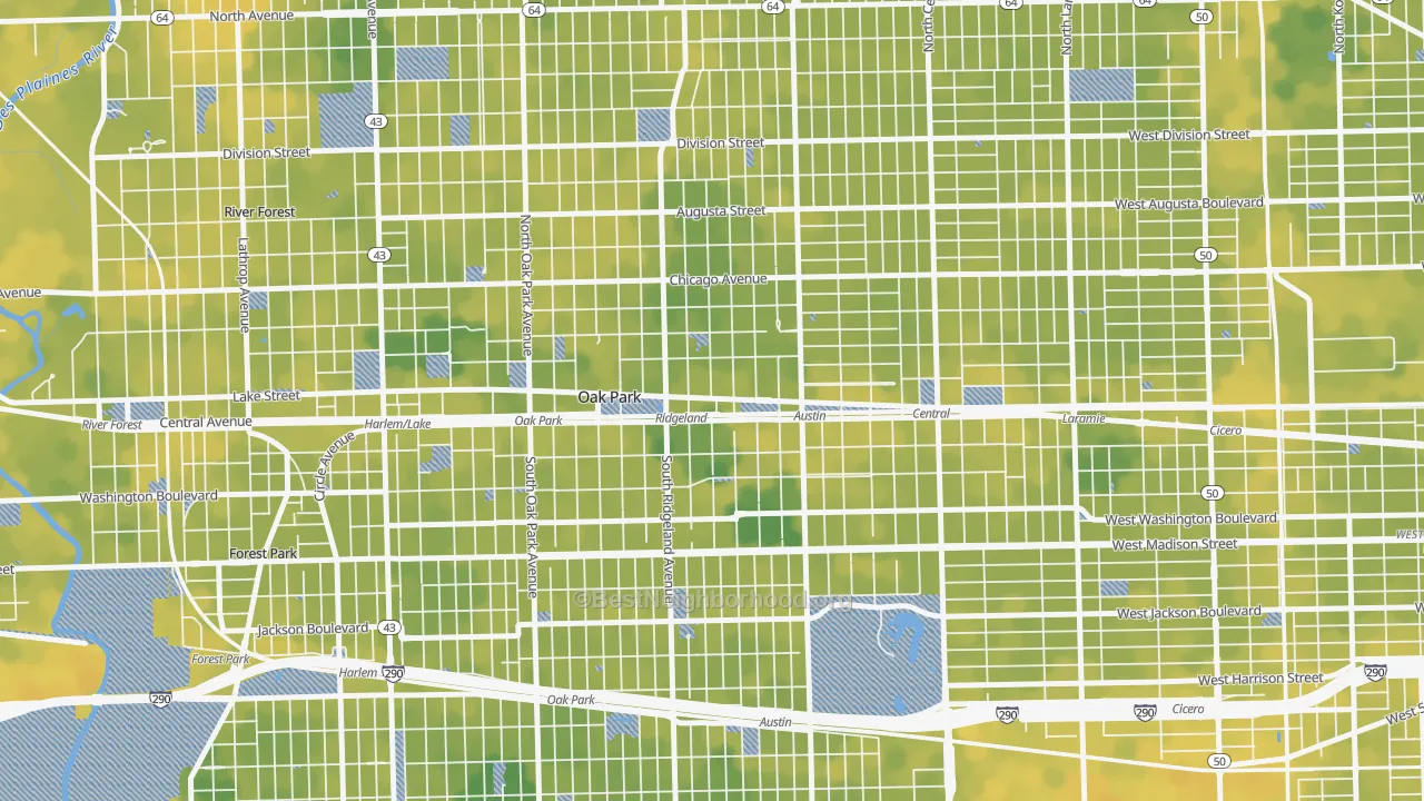 Bike Grade map of Ridgeland, Oak Park, IL