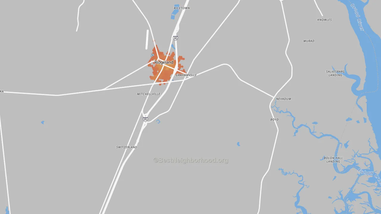 Bike Grade map of Ridgeland, SC