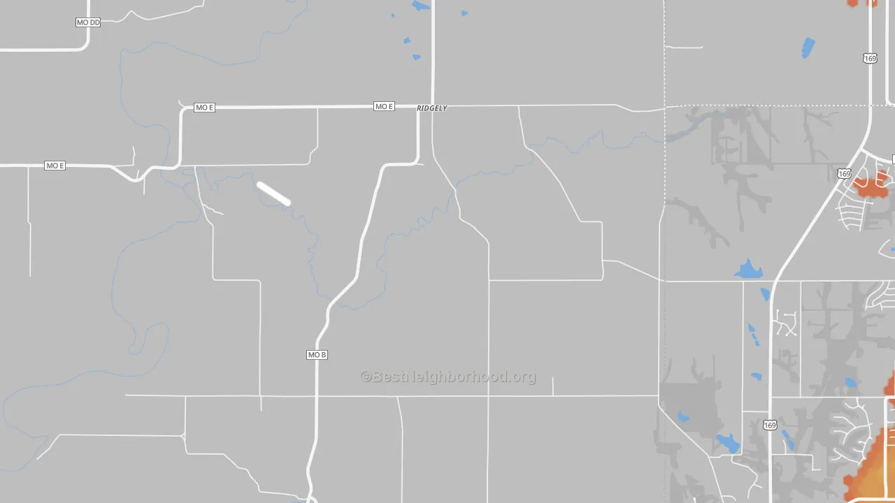 Bike Grade map of Ridgely, MO