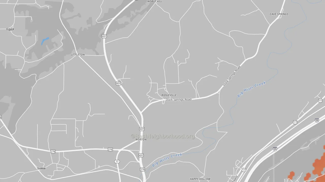 Bike Grade map of Ridgeville, AL