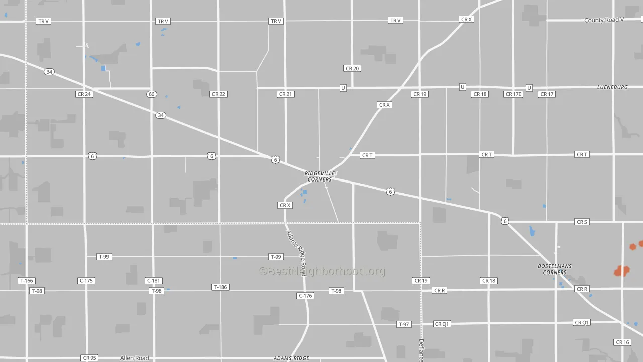 Bike Grade map of Ridgeville Corners, OH