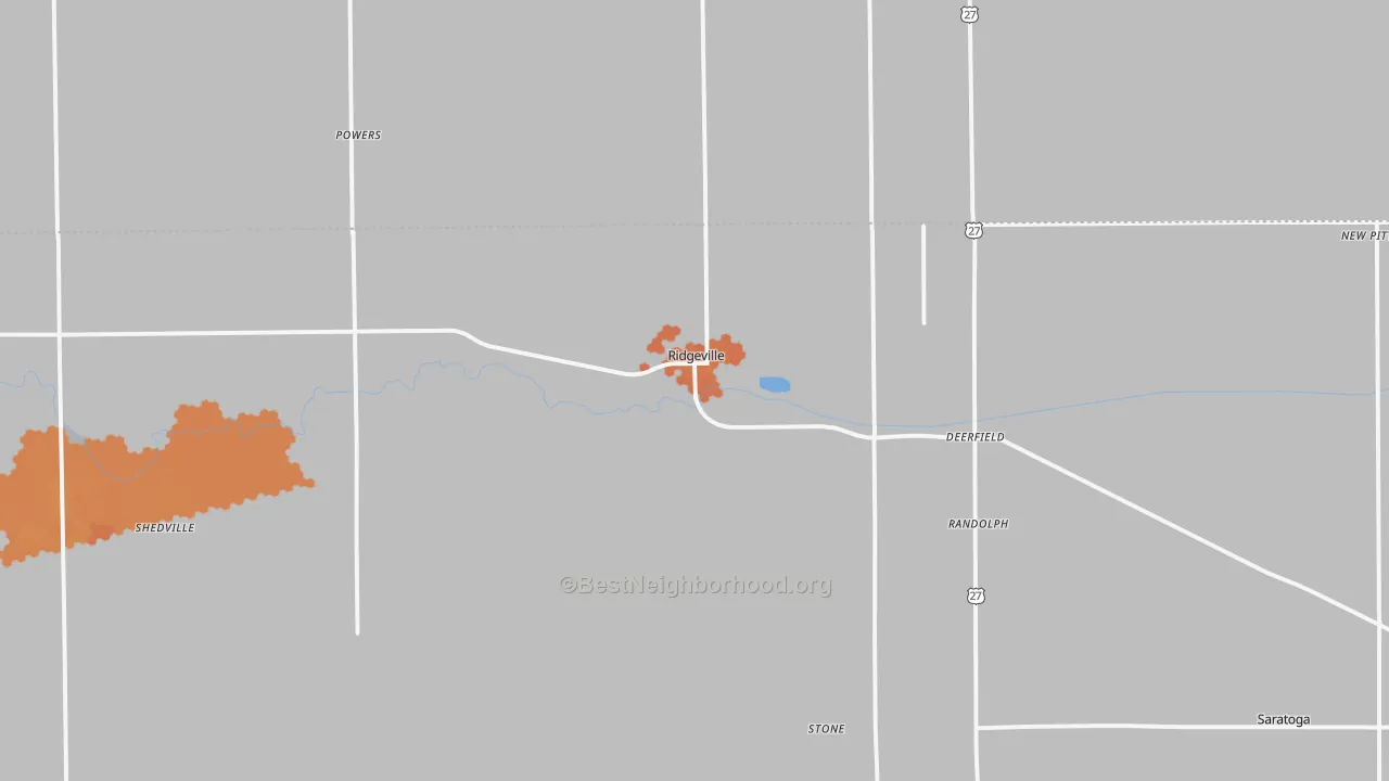 Bike Grade map of Ridgeville, IN