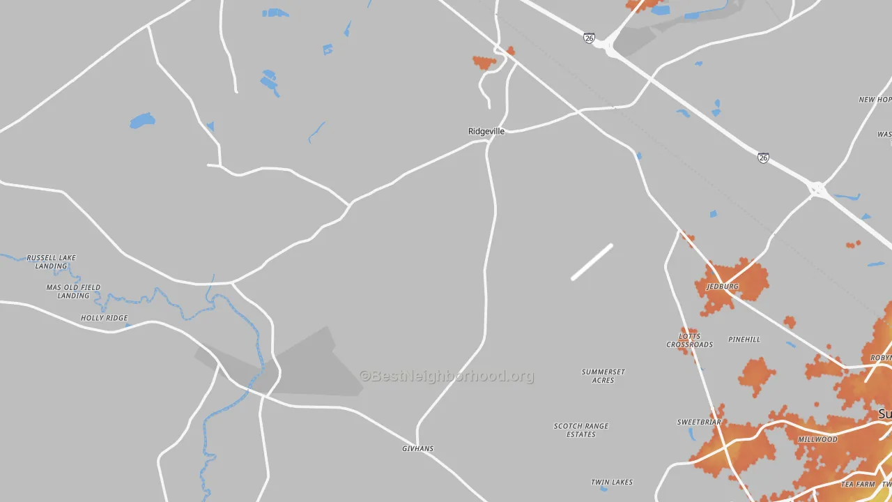 Bike Grade map of Ridgeville, SC