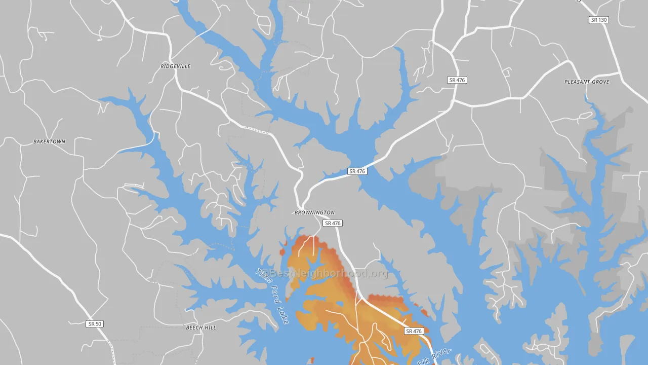 Bike Grade map of Ridgeville, TN