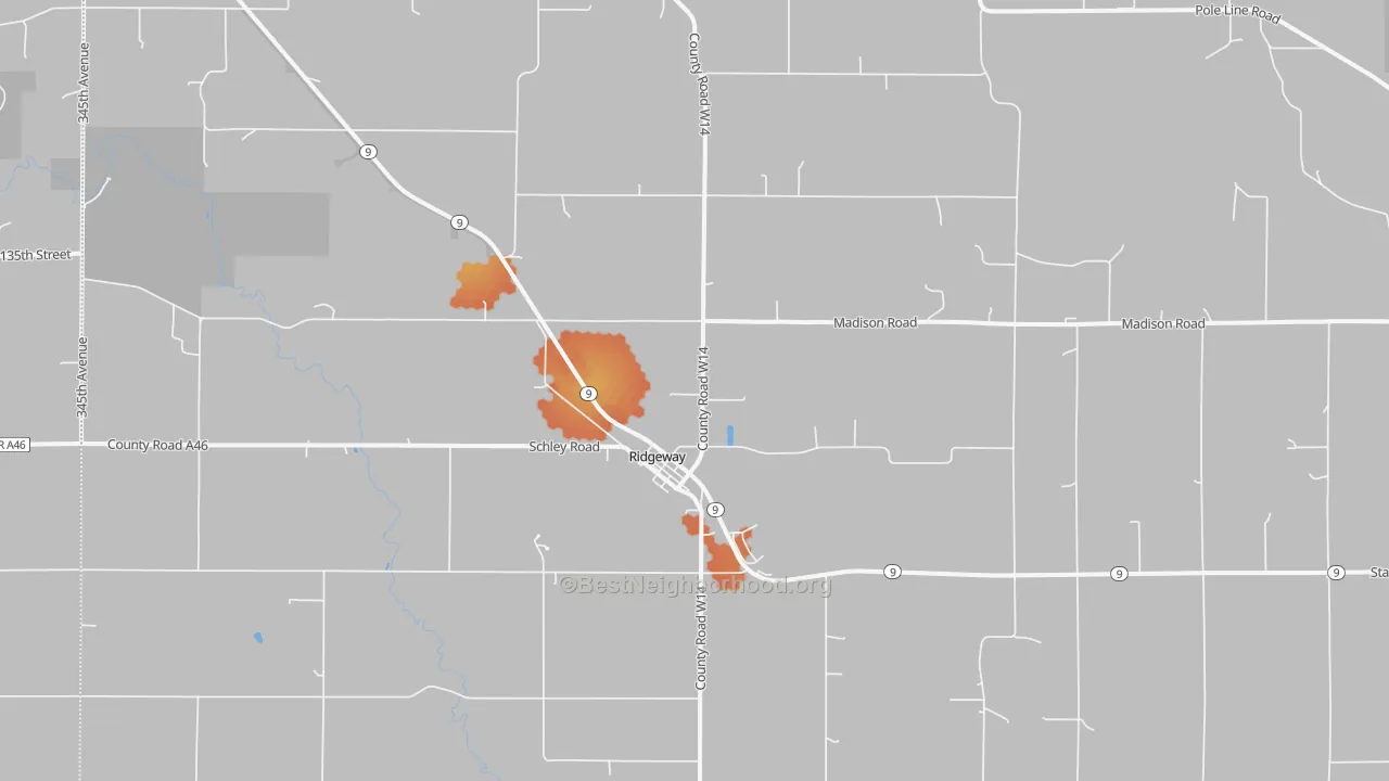 Bike Grade map of Ridgeway, IA