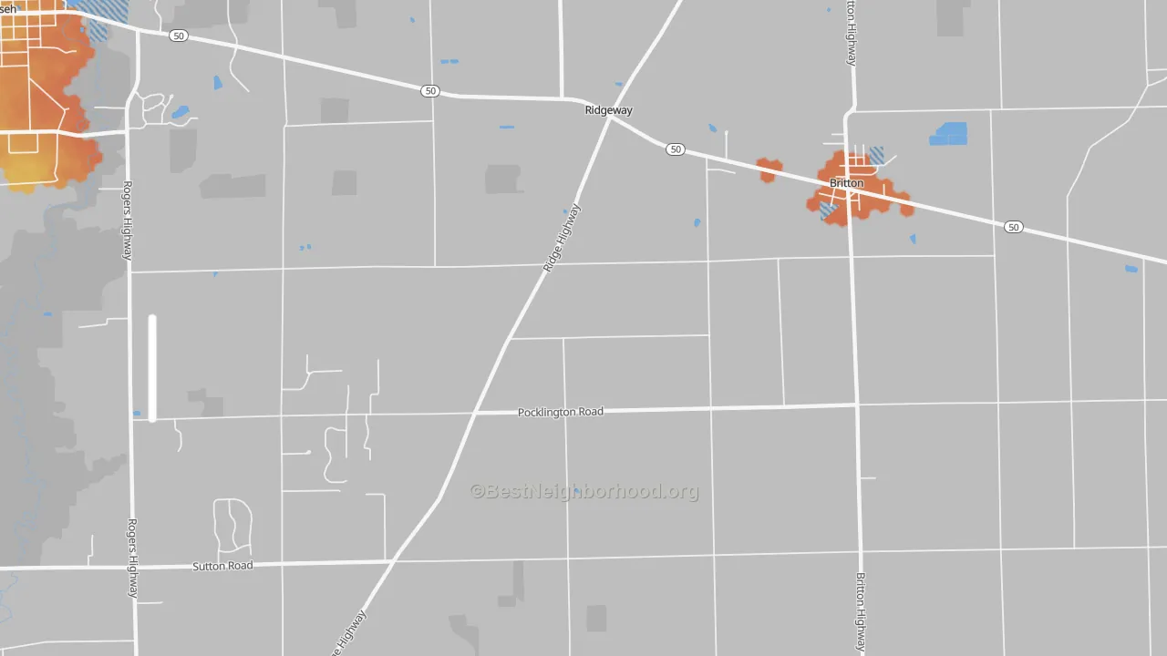 Bike Grade map of Ridgeway, MI