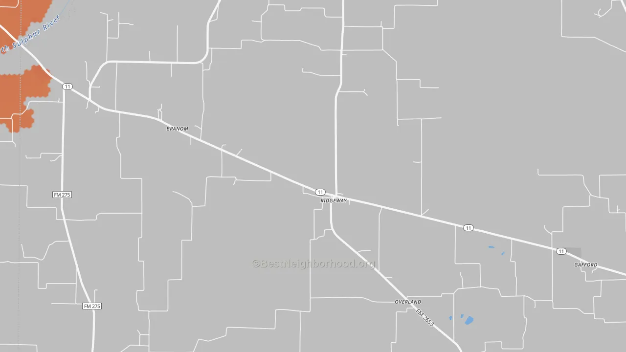 Bike Grade map of Ridgeway, TX
