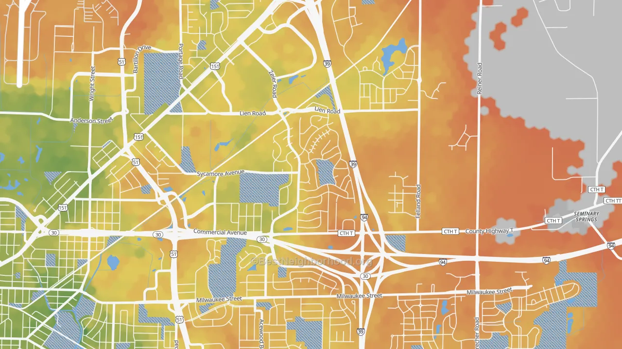Bike Grade map of Ridgewood, Madison, WI