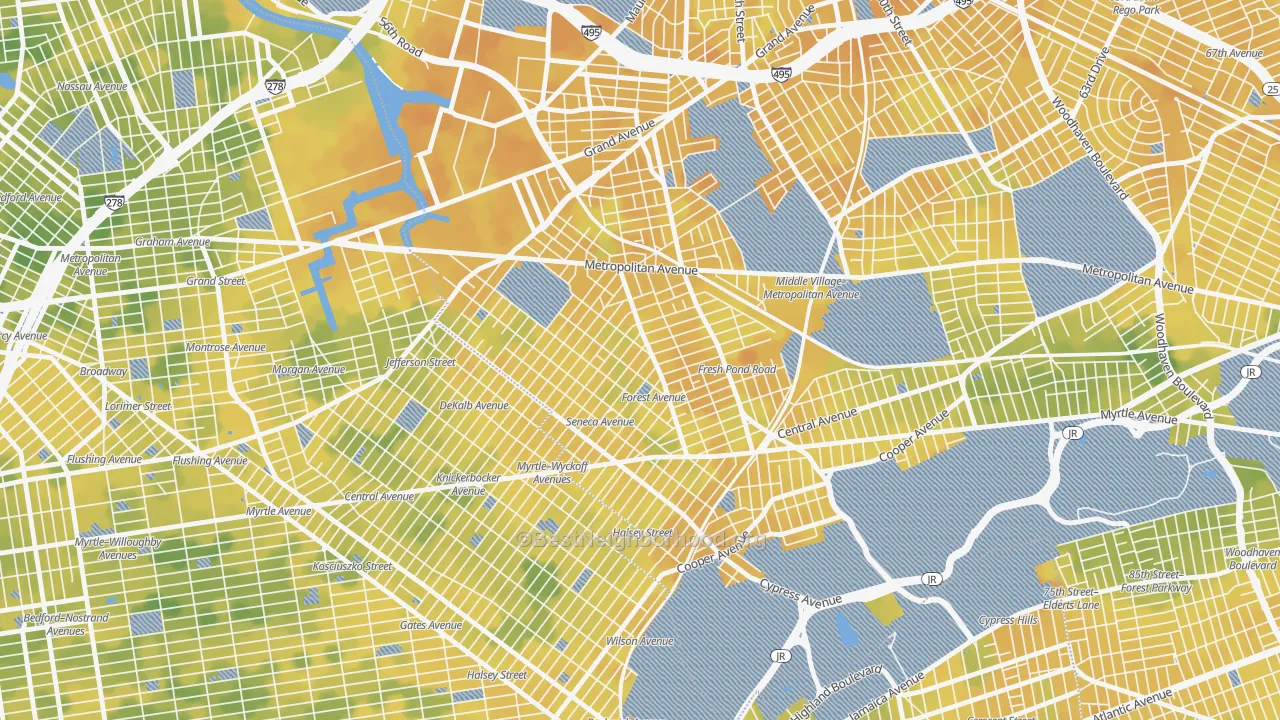 Bike Grade map of Ridgewood, Queens, NY
