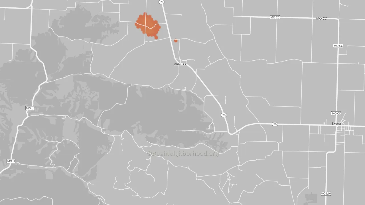 Bike Grade map of Ridgley, MO