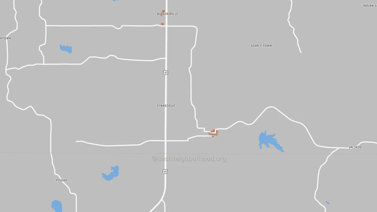 Bike Grade map of Rienzi, MS