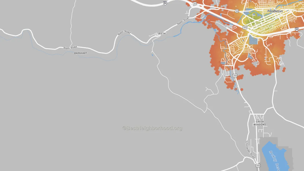 Bike Grade map of Rieth, OR