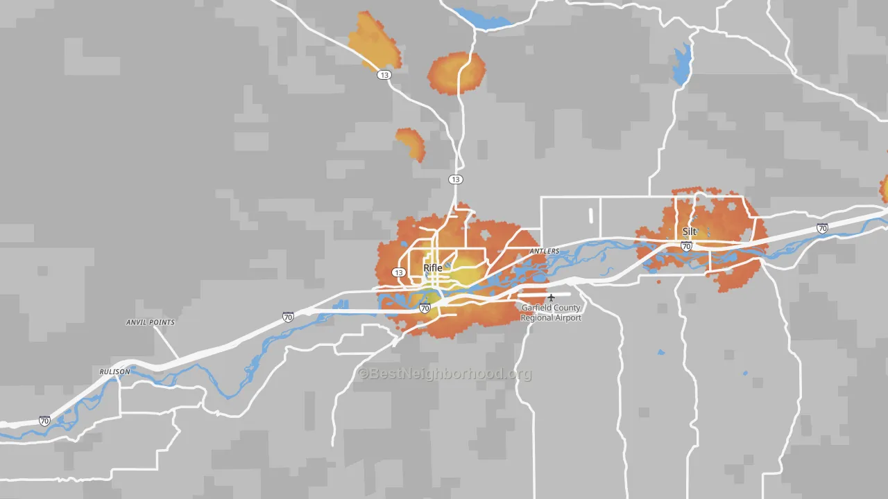 Bike Grade map of Rifle, CO