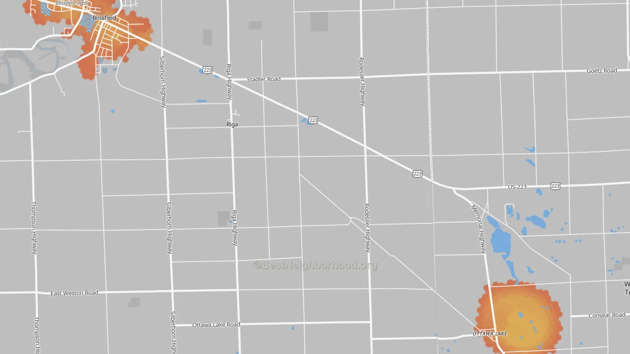 Bike Grade map of Riga, MI